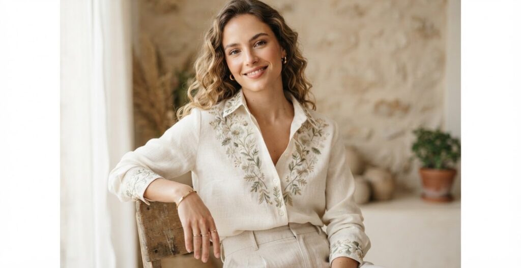 Camisa de lino crudo con botones