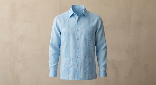 Guayabera de lino cielo