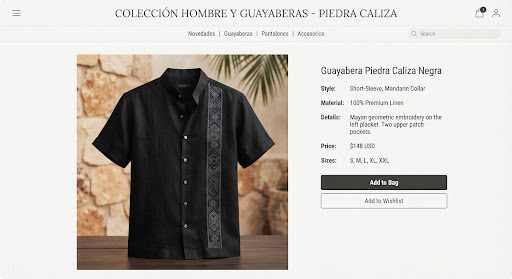 Guayabera cuello mao negro